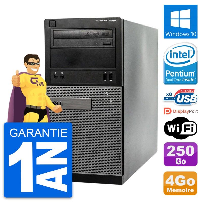 Dell OptiPlex 3020 Desktop PC - Intel Pentium G3220, 4GB RAM, 250GB HDD, Windows 10, WiFi