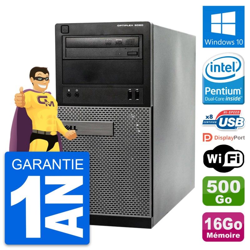 Dell OptiPlex 3020 Desktop PC - Intel Pentium G3220, 16GB RAM, 500GB HDD, Windows 10, WiFi