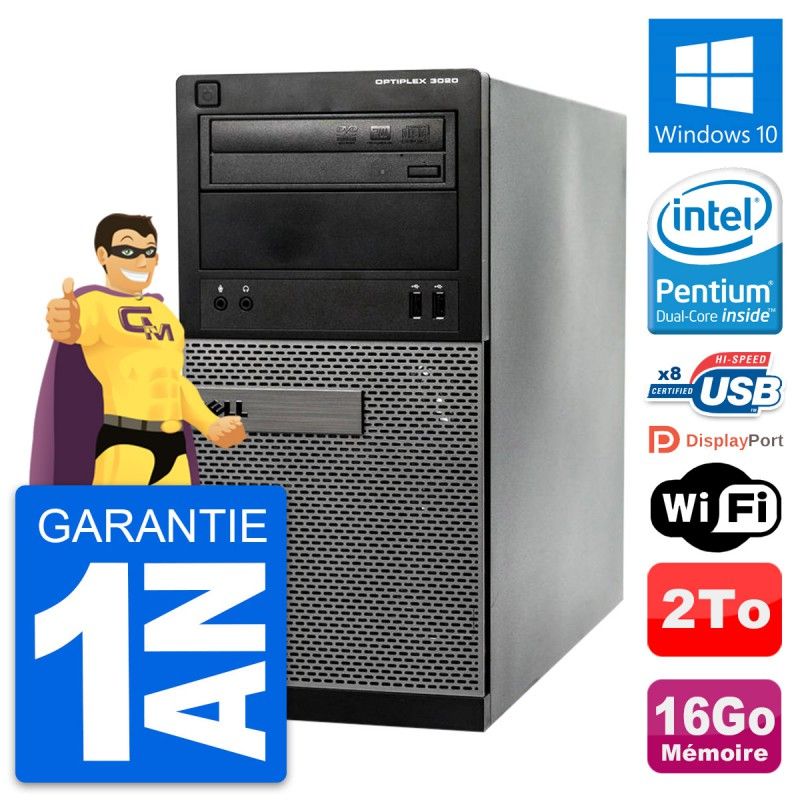 Dell OptiPlex 3020 Desktop PC - Intel Pentium G3220, 16GB RAM, 2TB HDD, Windows 10, WiFi