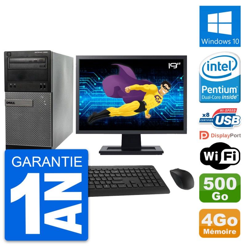 Dell OptiPlex 3020 Desktop PC - 19" Screen, Intel Pentium G3220, 4GB RAM, 500GB HDD, Windows 10, WiFi