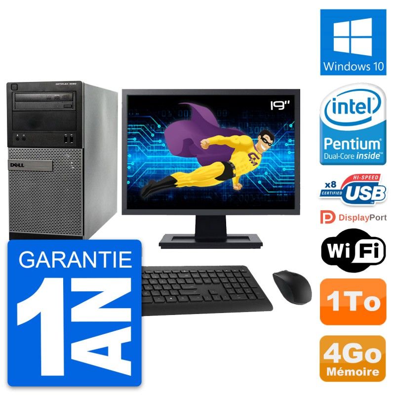 Dell OptiPlex 3020 Desktop Computer, 19" Screen, Intel Pentium G3220, 4GB RAM, 1TB HDD, Windows 10, WiFi