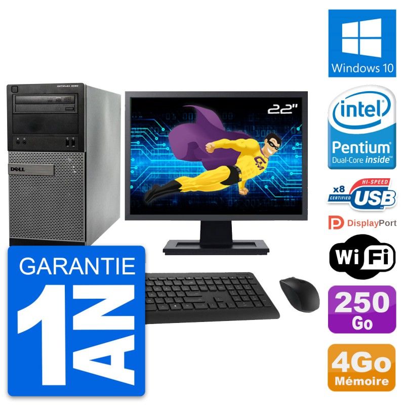 Dell OptiPlex 3020 Desktop PC - 22" Screen, Intel Pentium G3220, 4GB RAM, 250GB Hard Drive, Windows 10