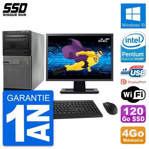 Dell OptiPlex 3020 Desktop PC - 22" Screen, Intel Pentium G3220, 4GB RAM, 120GB SSD, Windows 10