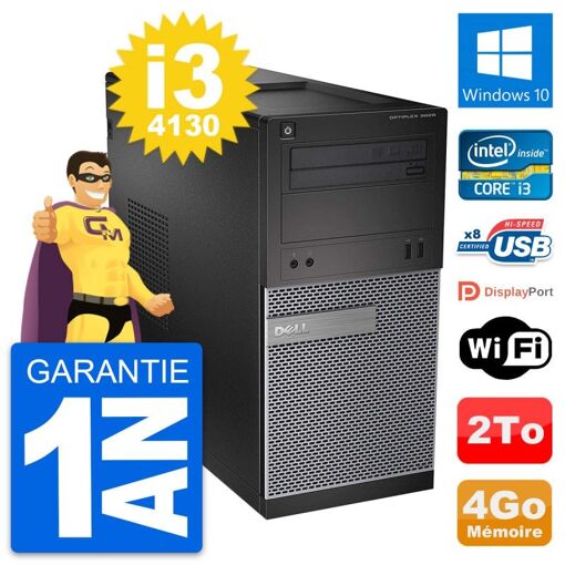 Dell OptiPlex 3020 Desktop PC - Intel Core i3-4130, 4GB RAM, 2TB HDD, Windows 10, WiFi