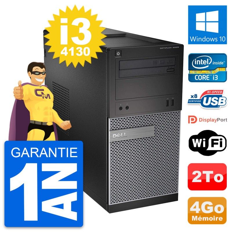 Dell OptiPlex 3020 Desktop PC - Intel Core i3-4130, 4GB RAM, 2TB HDD, Windows 10, WiFi
