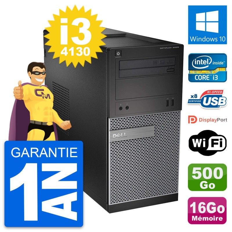Dell OptiPlex 3020 Desktop PC - Intel i3-4130, 16GB RAM, 500GB HDD, Windows 10, WiFi