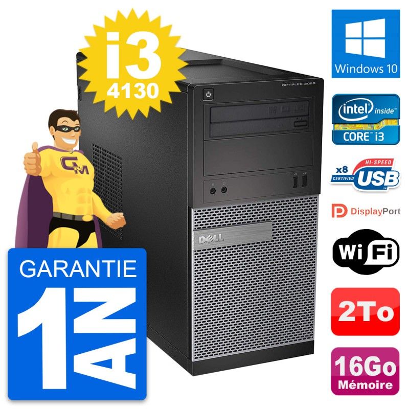 Dell OptiPlex 3020 Desktop PC - Intel i3-4130, 16GB RAM, 2TB HDD, Windows 10, WiFi