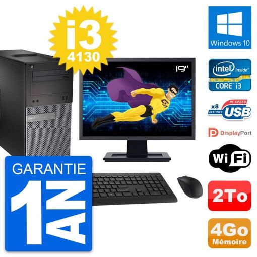 Dell OptiPlex 3020 Desktop PC, 19" Screen, i3-4130, 4GB RAM, 2TB HDD, Windows 10, WiFi