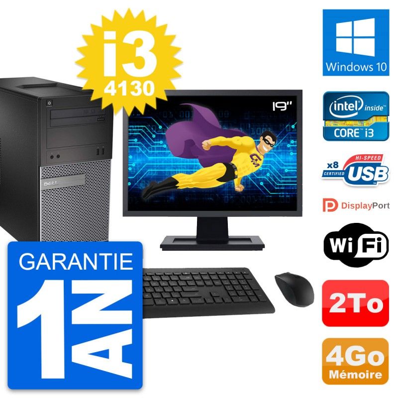 Dell OptiPlex 3020 Desktop PC, 19" Screen, i3-4130, 4GB RAM, 2TB HDD, Windows 10, WiFi