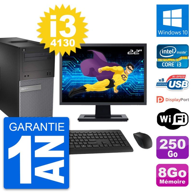 Dell OptiPlex 3020 Desktop PC - 22-inch Screen, Intel i3-4130, 8GB RAM, 250GB Hard Drive