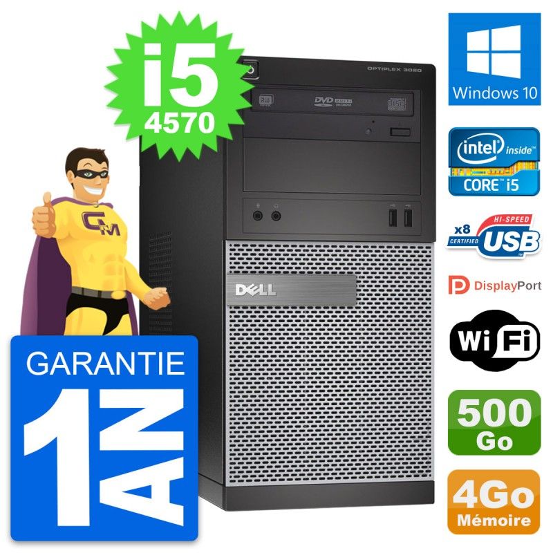 Dell OptiPlex 3020 Desktop PC - Intel i5-4570, 4GB RAM, 500GB HDD, Windows 10, WiFi