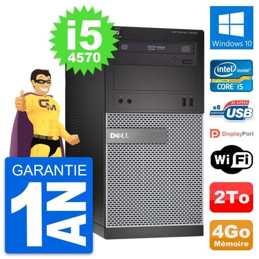 Dell OptiPlex 3020 Desktop PC - Intel Core i5-4570, 4GB RAM, 2TB HDD, Windows 10, WiFi