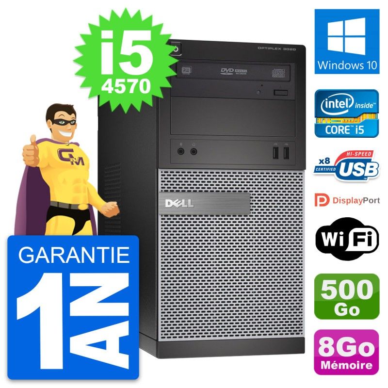 Dell OptiPlex 3020 Desktop PC - Intel i5-4570, 8GB RAM, 500GB HDD, Windows 10, WiFi