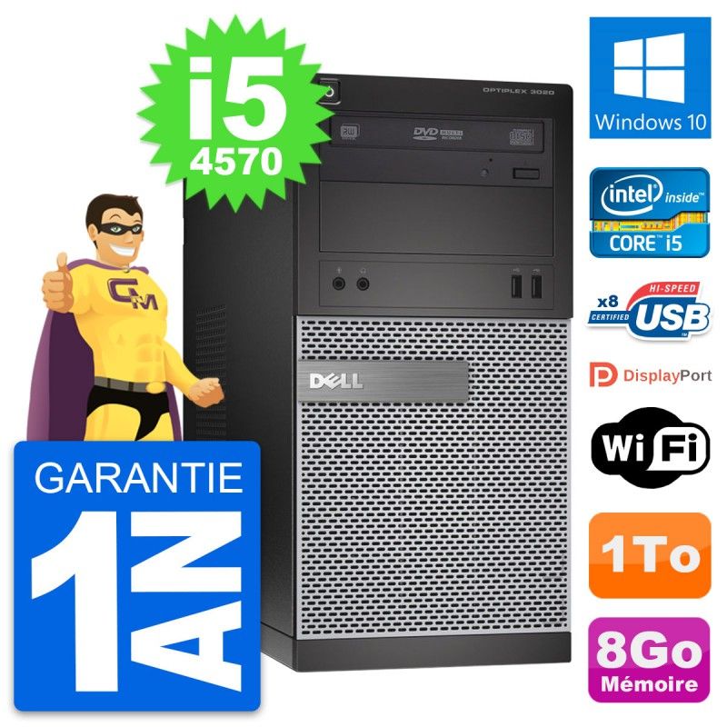 Dell OptiPlex 3020 Desktop PC - Intel Core i5, 8GB RAM, 1TB HDD, Windows 10, WiFi