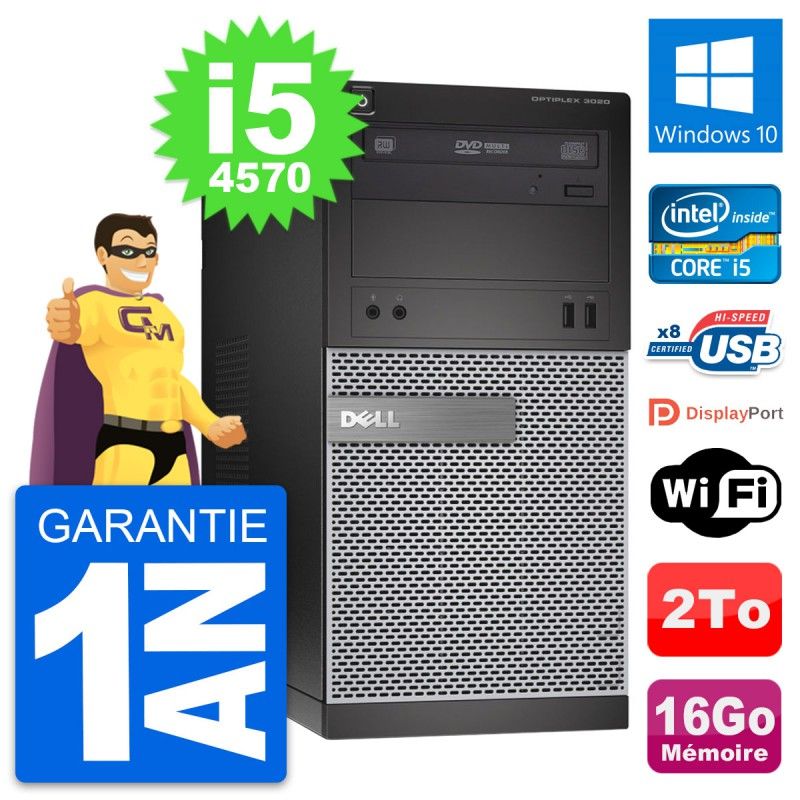 Dell OptiPlex 3020 Desktop PC - Intel i5-4570, 16GB RAM, 2TB HDD, Windows 10, WiFi