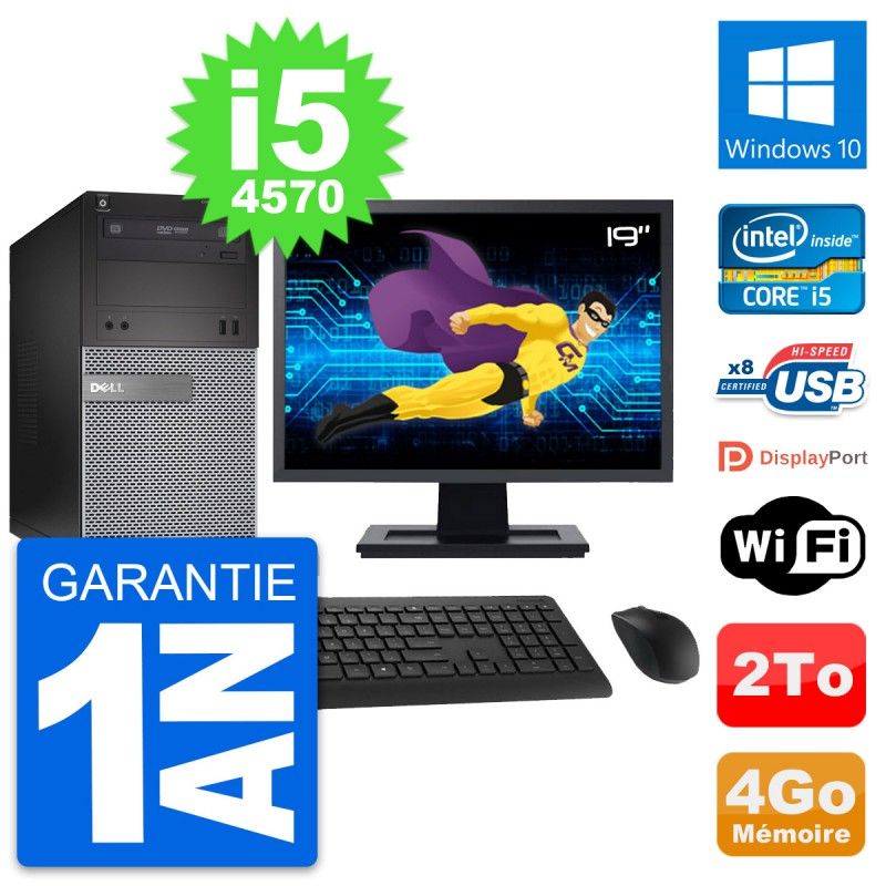 Dell OptiPlex 3020 Desktop PC - 19" Screen, i5-4570, 4GB RAM, 2TB Hard Drive, Windows 10, WiFi