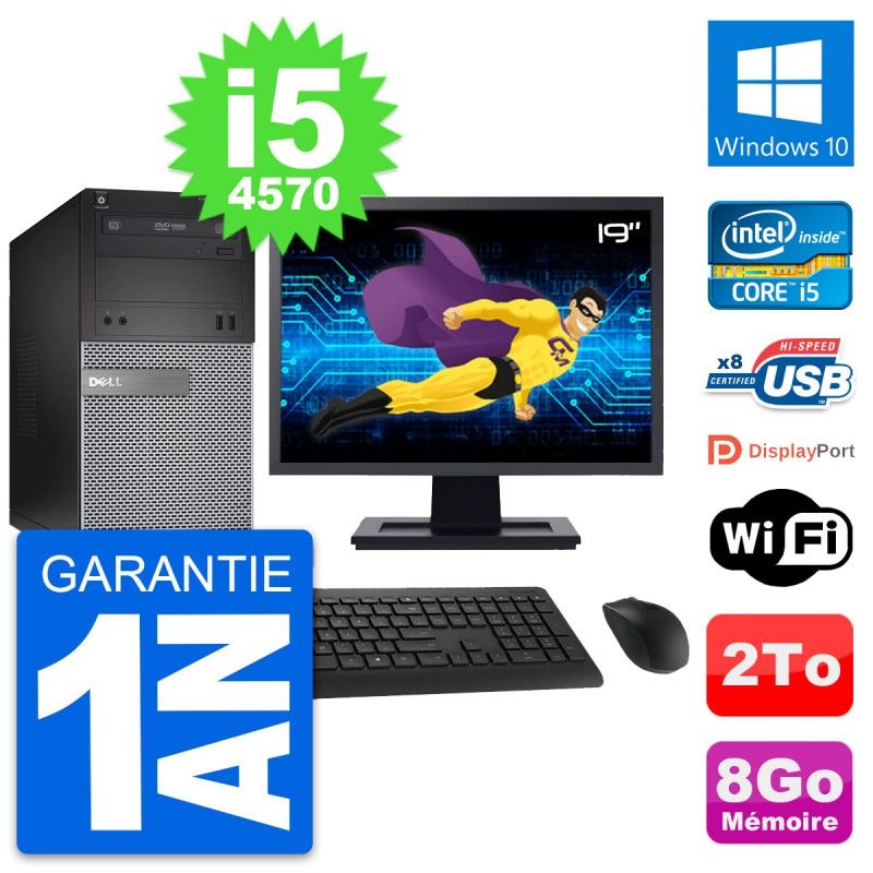 Dell OptiPlex 3020 Desktop Computer, 19" Screen, Intel i5-4570, 8GB RAM, 2TB Hard Drive, Windows 10, WiFi