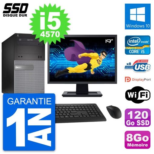 Dell OptiPlex 3020 Desktop Computer, 19" Screen, Intel Core i5-4570, 8GB RAM, 120GB SSD, Windows 10, WiFi