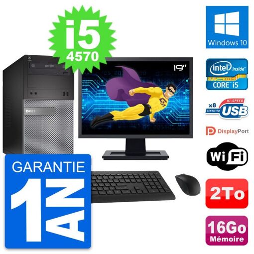 Dell OptiPlex 3020 Desktop Computer, 19" Screen, Intel i5-4570, 16GB RAM, 2TB HDD, Windows 10, WiFi