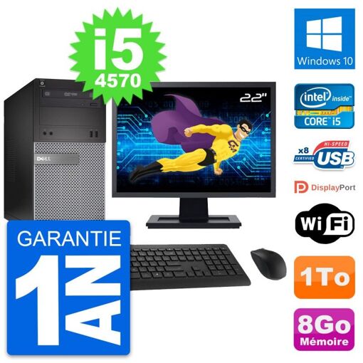 Dell OptiPlex 3020 Desktop Computer, 22" Screen, Intel i5-4570, 8GB RAM, 1TB HDD, Windows 10, WiFi
