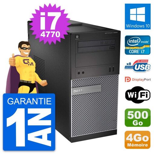 Dell OptiPlex 3020 Desktop PC - Intel i7-4770, 4GB RAM, 500GB Hard Drive, Windows 10, Wifi