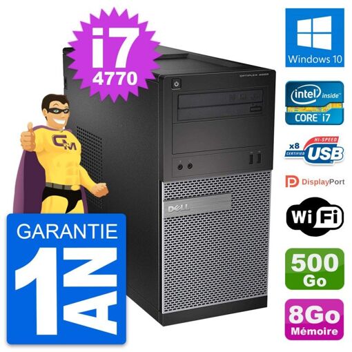 Dell OptiPlex 3020 Desktop PC - Intel i7-4770, 8GB RAM, 500GB HDD, Windows 10, WiFi