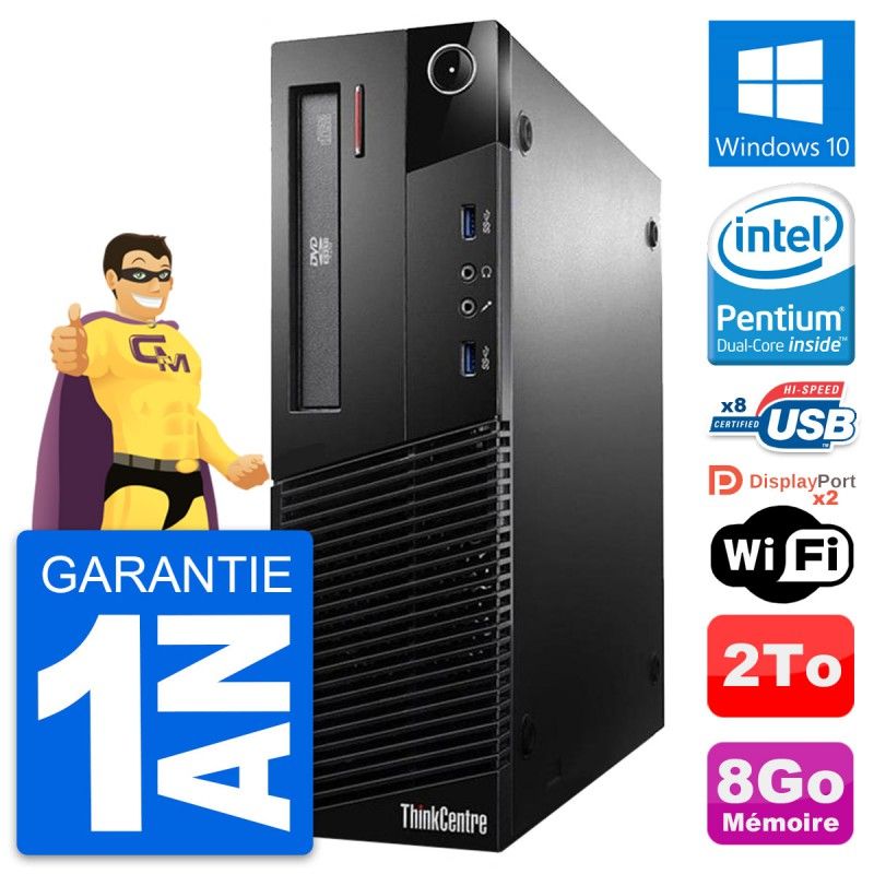 Lenovo ThinkCentre M93p SFF Desktop - Intel Pentium G3220, 8GB RAM, 2TB HDD, Windows 10, WiFi