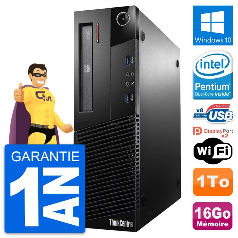 Lenovo ThinkCentre M93p SFF Desktop - Intel Pentium G3220, 16GB RAM, 1TB HDD, Windows 10, WiFi