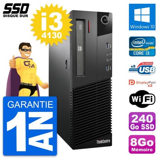 Lenovo ThinkCentre M93p SFF Desktop Computer - Intel i3-4130, 8GB RAM, 240GB SSD, Windows 10, WiFi