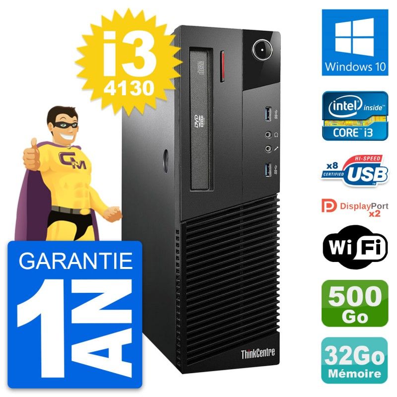 Lenovo ThinkCentre M93p SFF - Core i3-4130, 32GB RAM, 500GB HDD, Windows 10, WiFi