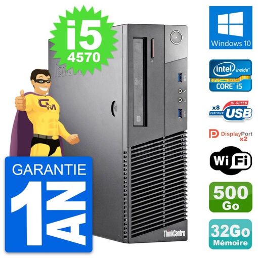 Lenovo ThinkCentre M93p SFF Desktop PC - i5-4570, 32GB RAM, 500GB HDD, WiFi, Windows 10