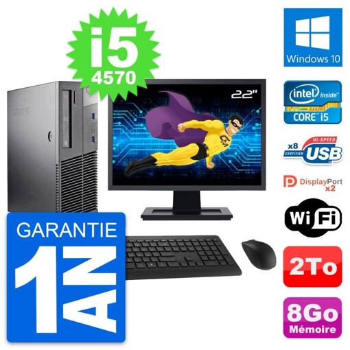 Lenovo M93p SFF 22" Screen, Intel i5-4570, 8GB RAM, 2TB HDD, Windows 10, WiFi