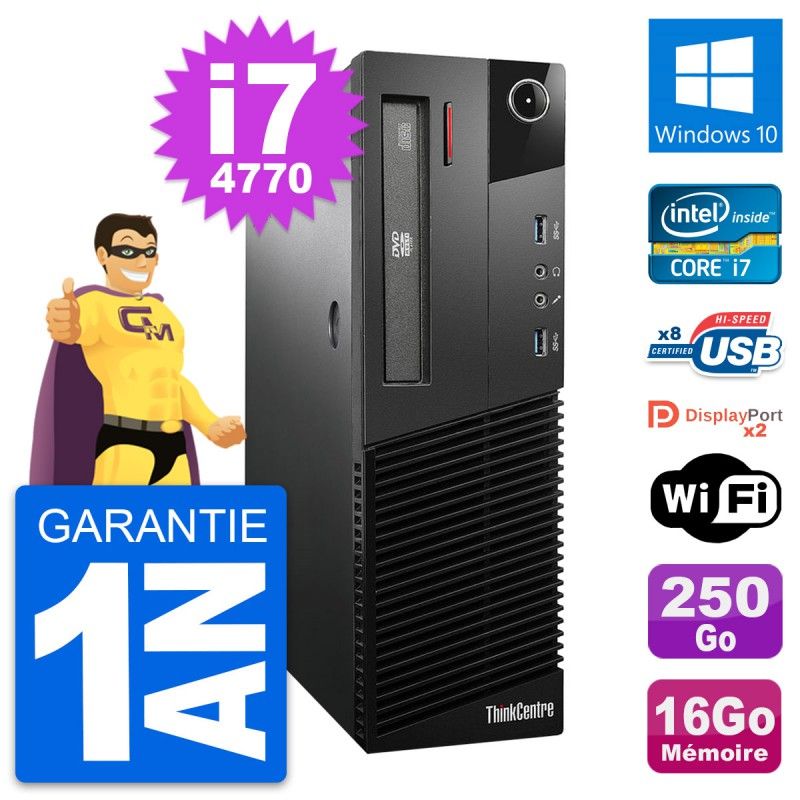 Lenovo ThinkCentre M93p SFF - i7-4770, 16GB RAM, 250GB SSD, Windows 10, WiFi