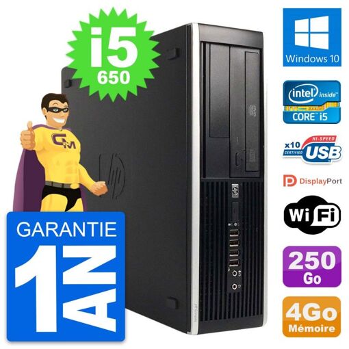 HP 8100 Elite SFF PC - Intel Core i5-650, 4GB RAM, 250GB HDD, Windows 10, WiFi
