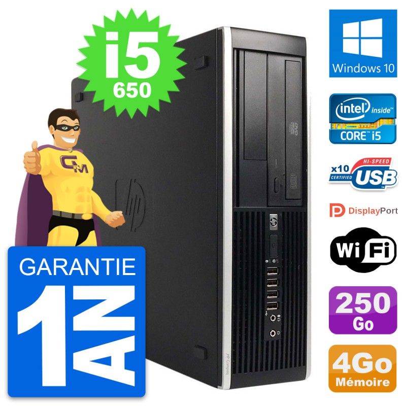 HP 8100 Elite SFF PC - Intel Core i5-650, 4GB RAM, 250GB HDD, Windows 10, WiFi