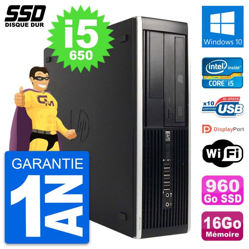 HP 8100 Elite SFF PC - Intel Core i5-650, 16GB RAM, 960GB SSD, Windows 10, WiFi