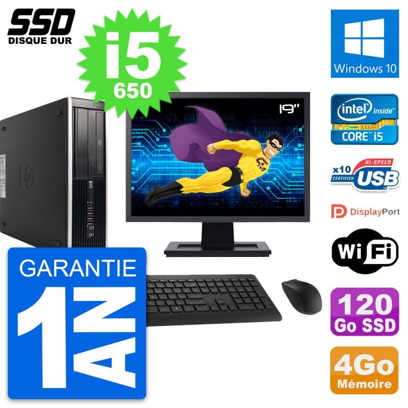 HP 8100 SFF Desktop Computer | 19" Screen | Intel Core i5-650 | 4GB RAM | 120GB SSD