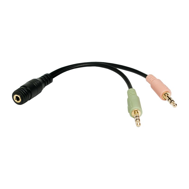 Adaptateur audio LogiLink - Mini-prise stéréo 3,5 mm mâle vers mini-jack femelle 4 broches - 15 cm - Noir