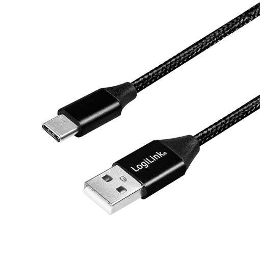 Cable Logilink USB 2.0, 0,3 m, Negro