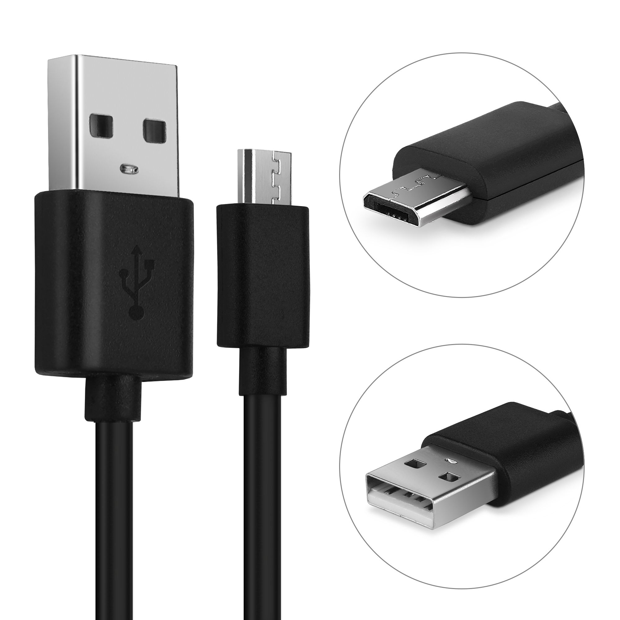Câble USB Subtel pour Nokia et Microsoft Lumia (640, 640 XL, 650, 550, 540, 532, 435) - 1m Cordon PVC Noir 2A