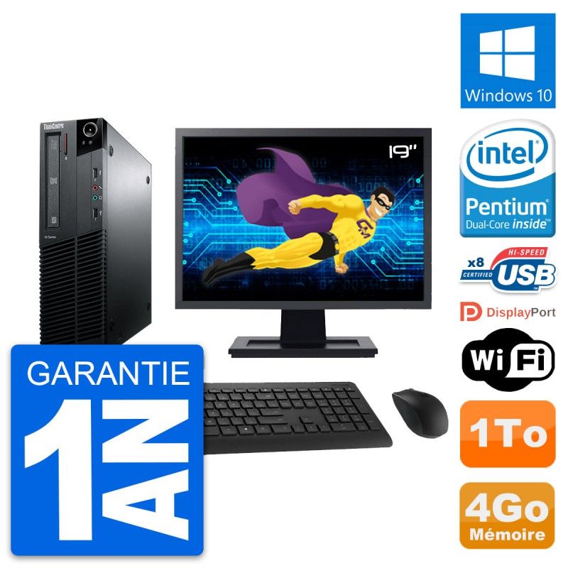 Lenovo M81 SFF Desktop PC - 19" Screen, Intel G630, 4GB RAM, 1TB HDD, Windows 10, WiFi