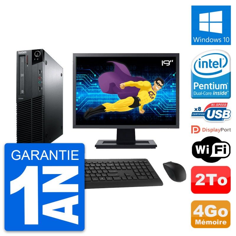 Lenovo M81 SFF Computer - 19" Screen, Intel G630, 4GB RAM, 2TB Hard Drive, Windows 10, Wifi