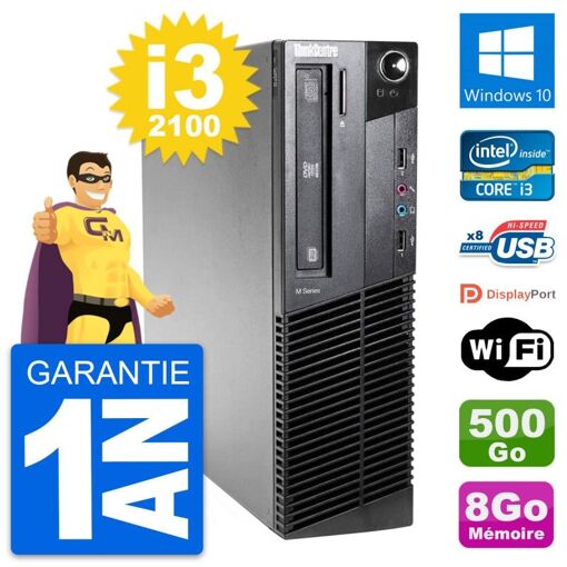 Lenovo ThinkCentre M81 SFF Desktop PC - Intel i3-2100, 8GB RAM, 500GB HDD, Windows 10, WiFi