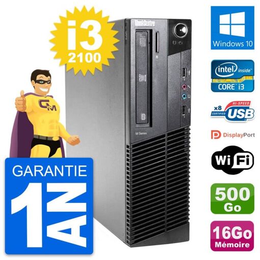 Lenovo ThinkCentre M81 SFF Core i3-2100 16GB RAM 500GB HDD Windows 10 WiFi