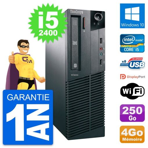 Lenovo ThinkCentre M81 SFF Computer - Intel i5-2400, 4GB RAM, 250GB SSD, Windows 10, WiFi