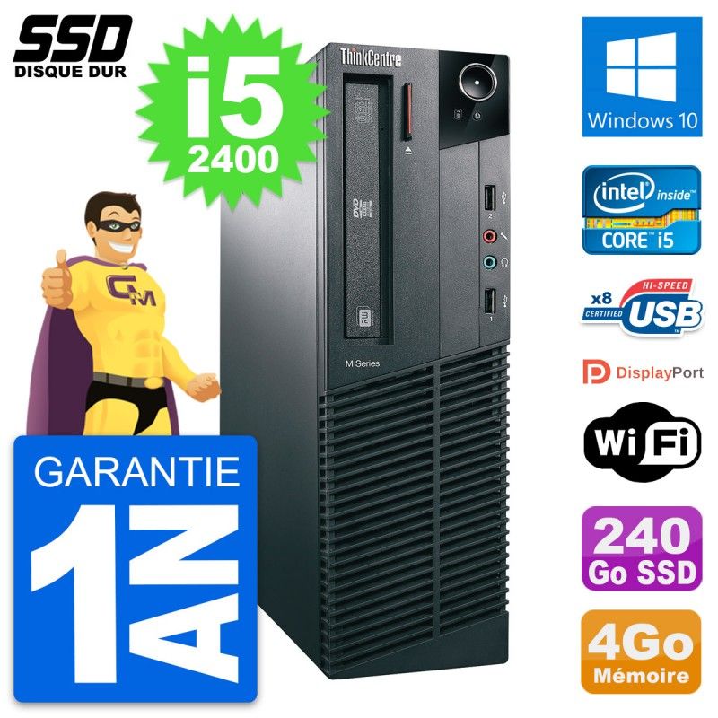 PC de escritorio Lenovo ThinkCentre M81 SFF - Procesador Intel Core i5, 4GB de RAM, 240GB SSD, Windows 10, WiFi