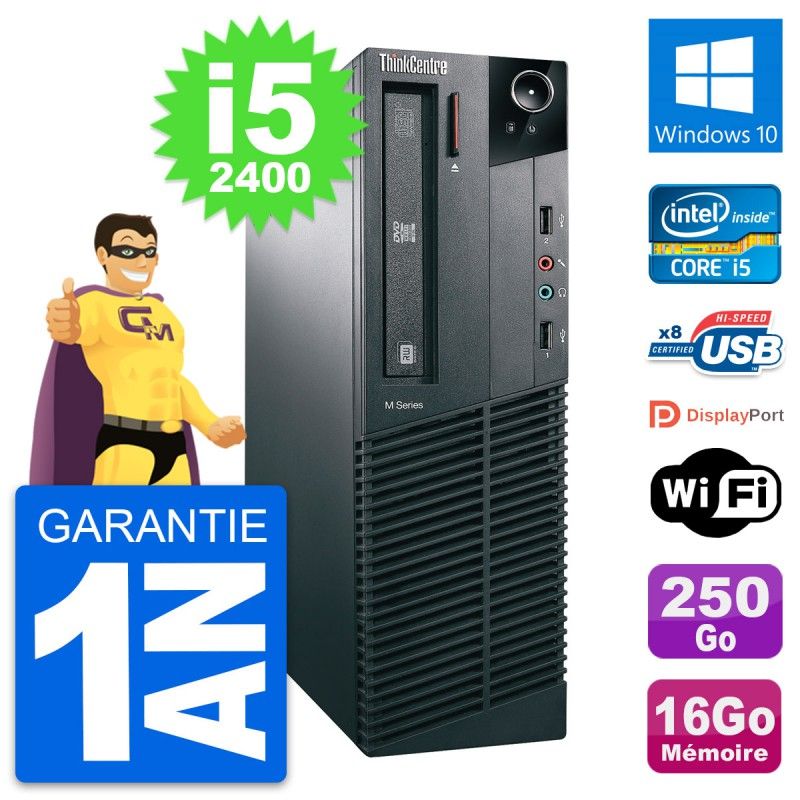 Lenovo ThinkCentre M81 SFF Core i5-2400 16GB RAM 250GB SSD Windows 10 Wifi