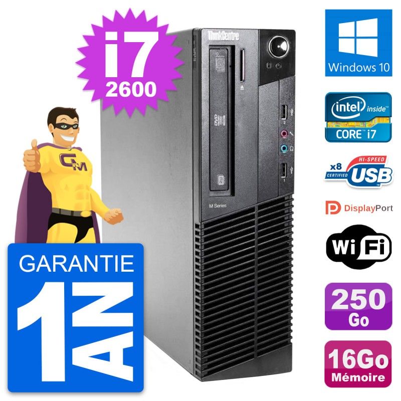 Lenovo ThinkCentre M81 SFF Core i7-2600 16GB RAM 250GB SSD Windows 10 WiFi