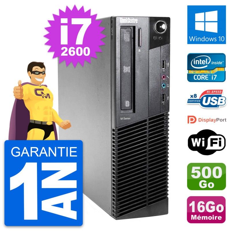 Lenovo ThinkCentre M81 SFF Core i7-2600 16GB RAM 500GB HDD Windows 10 WiFi
