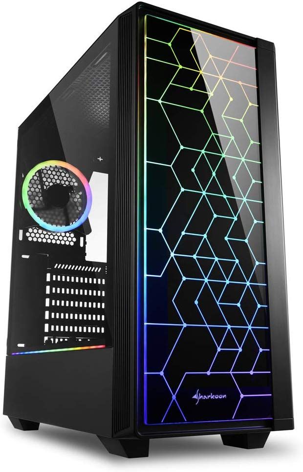 Sharkoon ATX Mid-Tower PC Case 100 RGB with Glass Panels - Black